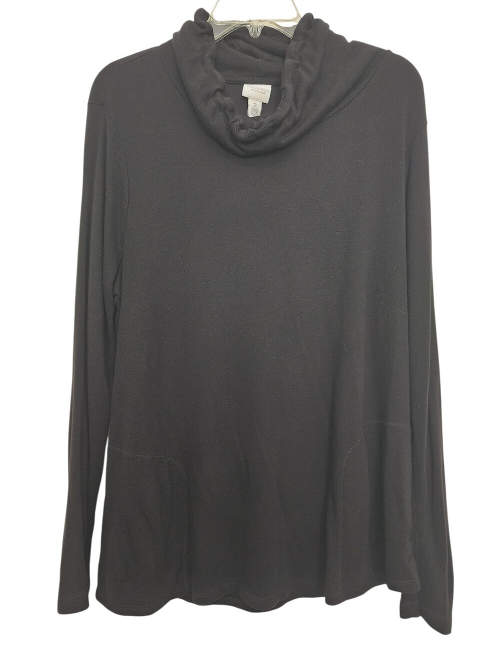 Chico's Women’s Black Cowl Neck Sweater 2 Pockets SZ Large